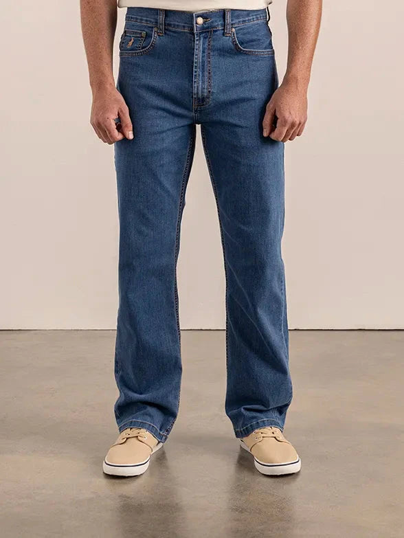 Polo Mens Paul Comfort Fit Relaxed Leg Stretch Denim Stone Wash | Polo