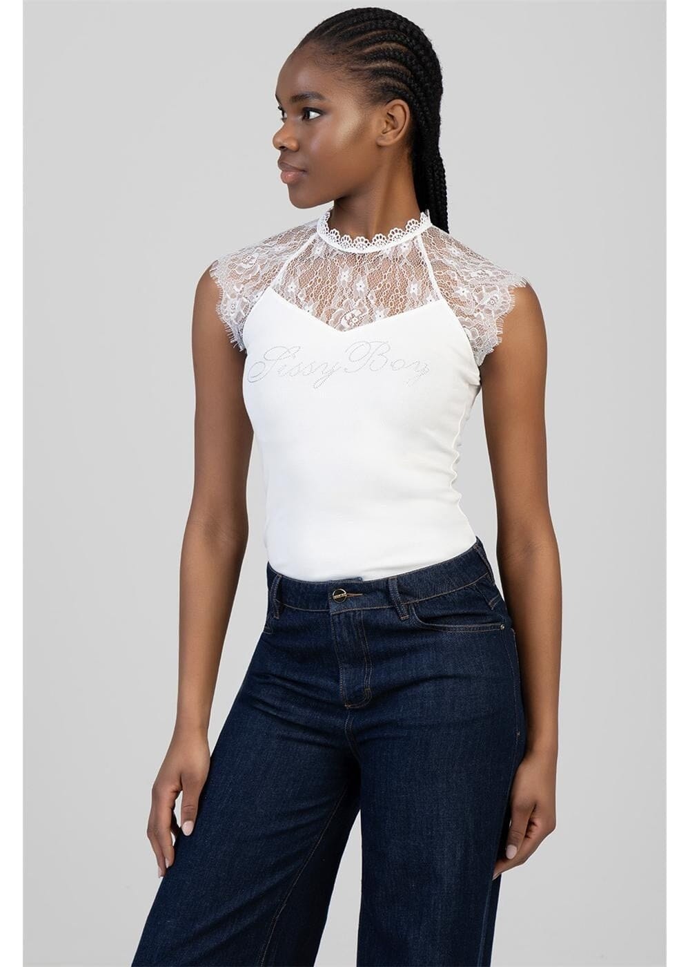 Sissy Boy Edge Of Magic Rgular Tee Lace Trim White | Sissy Boy