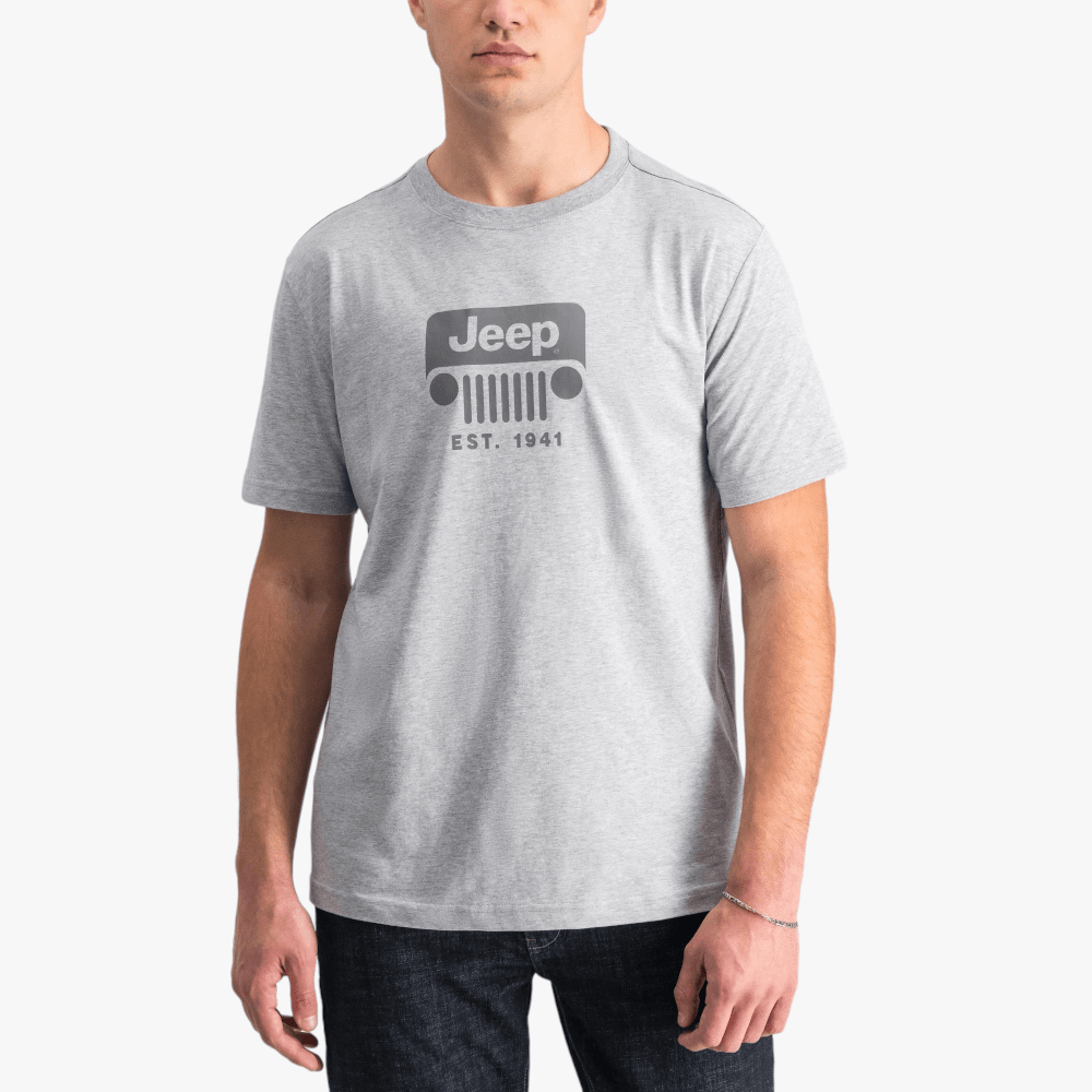 Jeep Mens Grille Print Short Sleeve Tee Grey Mel | Jeep