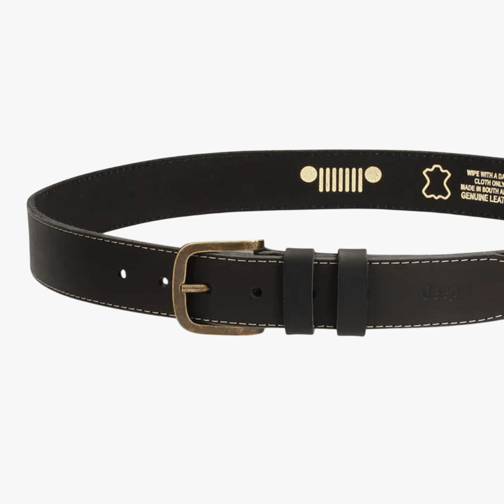 Jeep Mens Leather Stitch Belt Black Jeep