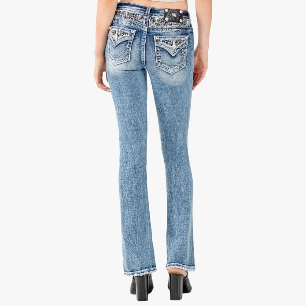 Miss Me Womens Animal Instinct Low Rise Bootleg Jeans Miss Me