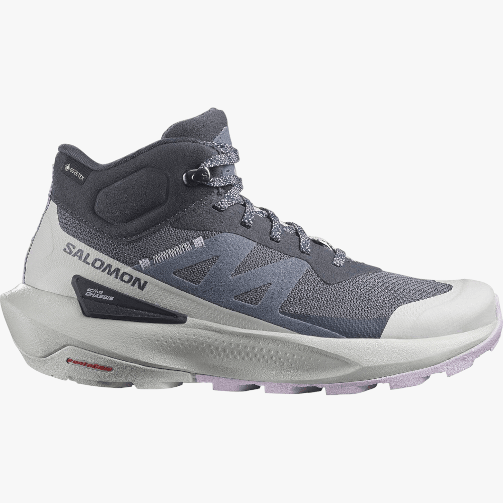 Salomon Womens Elixir Activ Mid Gtx Hiking Boot India Ink Glacier Gray Orchid Petal Salomon