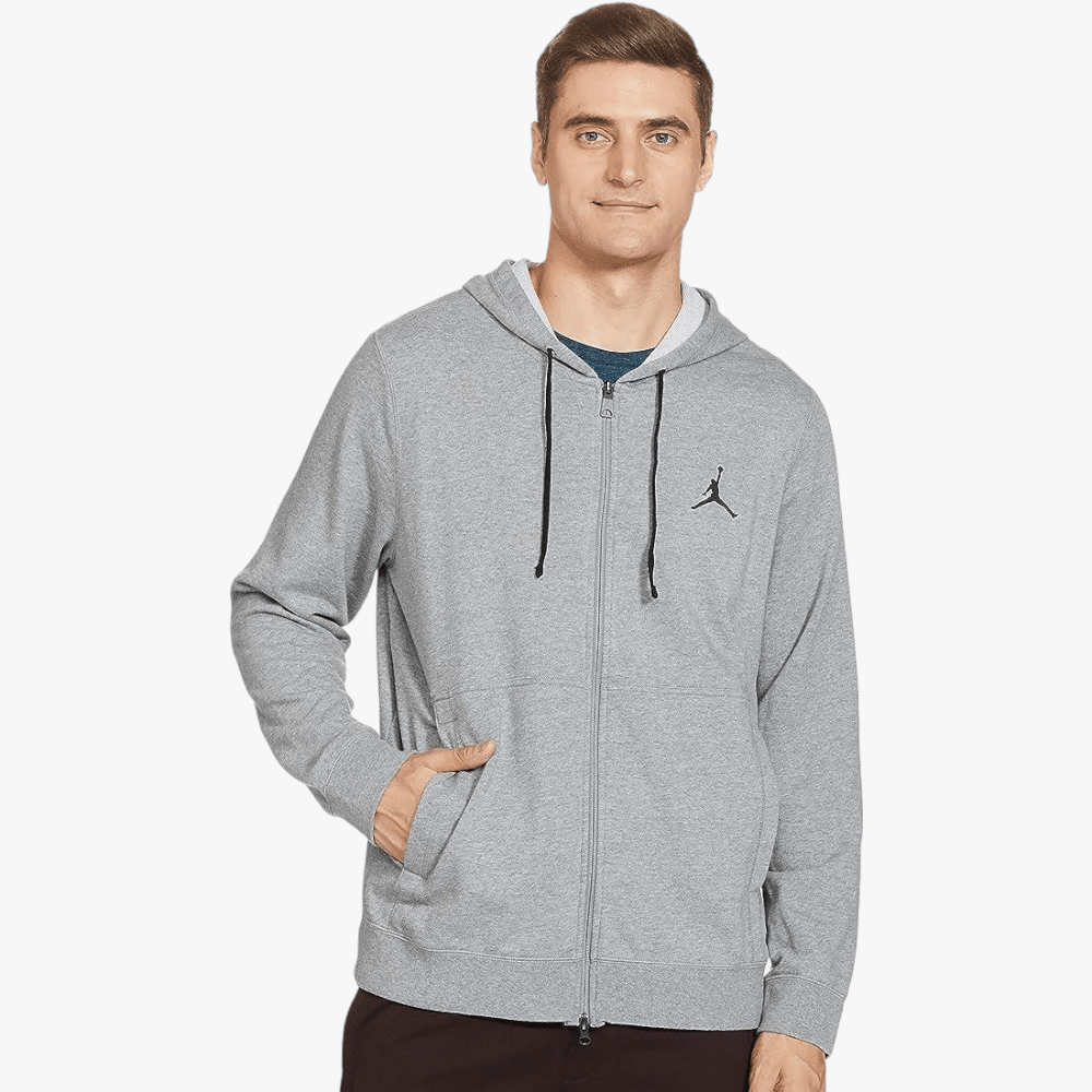 Nike Mens Jordan Zip Thru Hoodie Grey Mel Nike