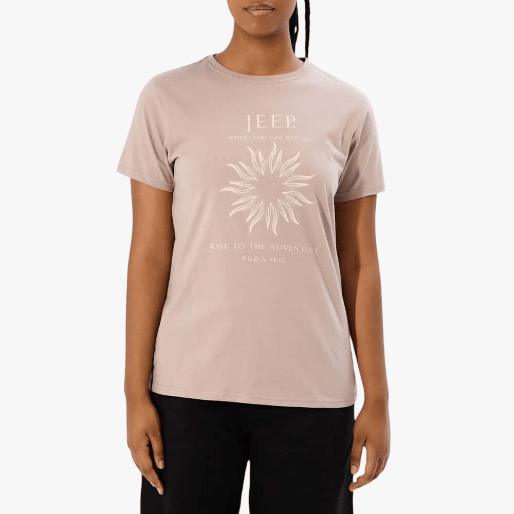 Jeep Womens Rise To The Adventure Slogan Tee Galnut | Jeep