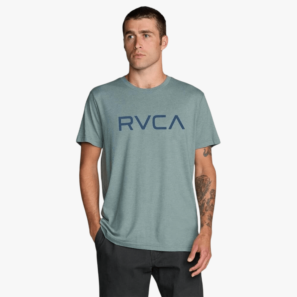 Rvca Mens Big Logo Red Stitch Short Sleeve Tee Lead | Rvca