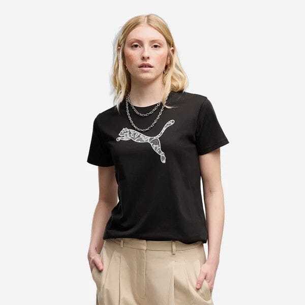 Puma Womens Graphic Lace Cat Tee Black | Puma