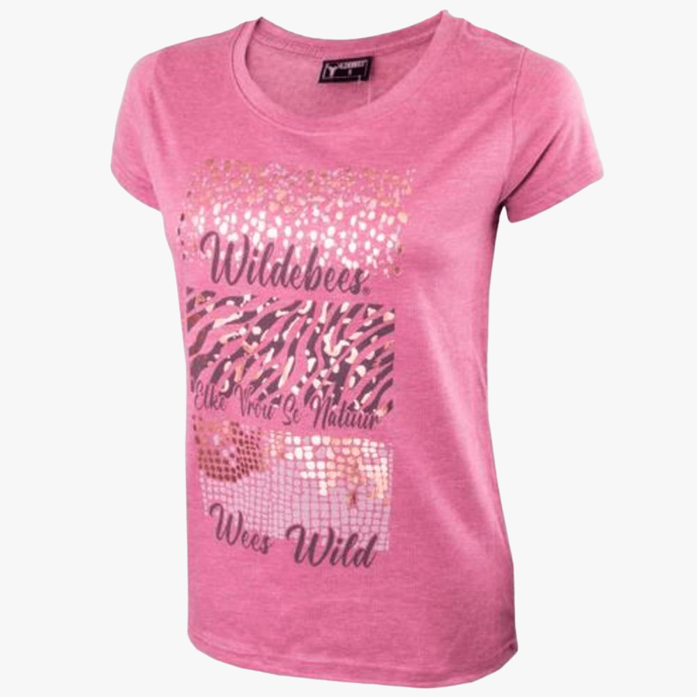 Wildebees Womens Animal Foil Short Sleeve Tee Primrose | Wildebees
