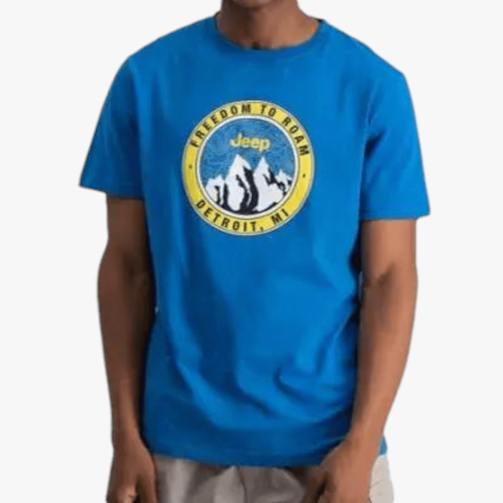 Jeep Mens Fashion Print Short Sleeve Tee Atlantic Blue | Jeep