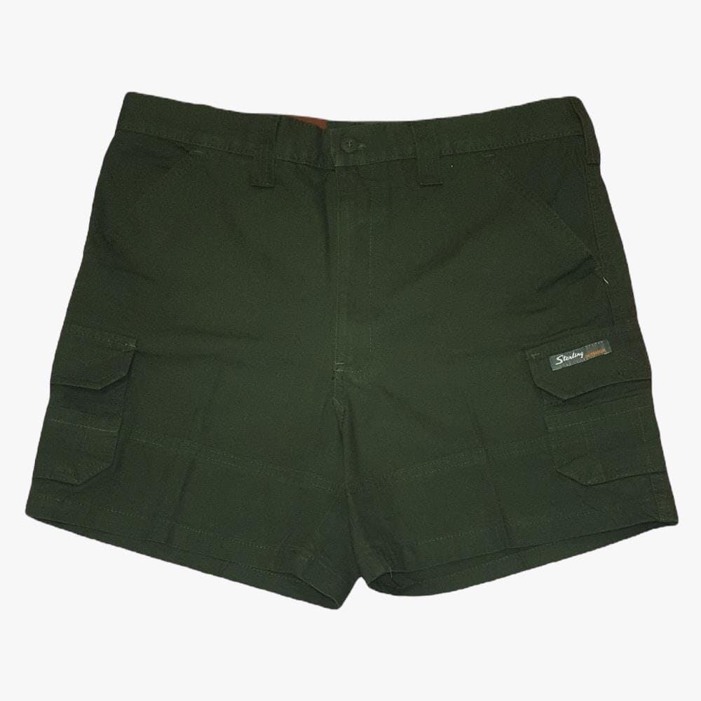 Sterling Mens Cargo Canvas Shorts 49 Olive Sterling
