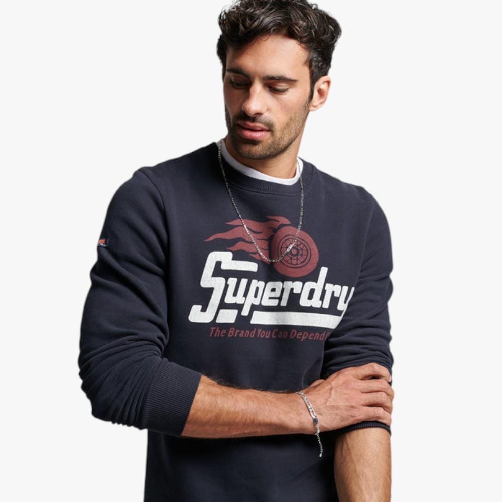Superdry Mens Sports Hoody Vintage Industrial Logo Black Superdry