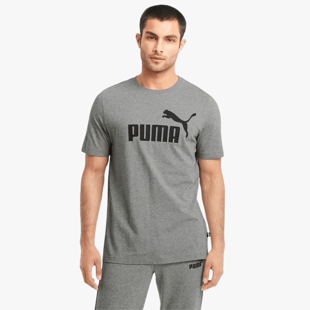Puma Mens Ess Logo Short Sleeve Tee Medium Grey Heather | Puma