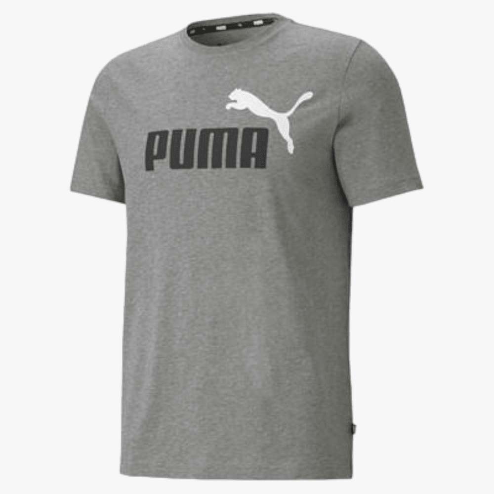 Puma Mens Ess+ 2 Col Logo Short Sleeve Tee Med Gray | Puma