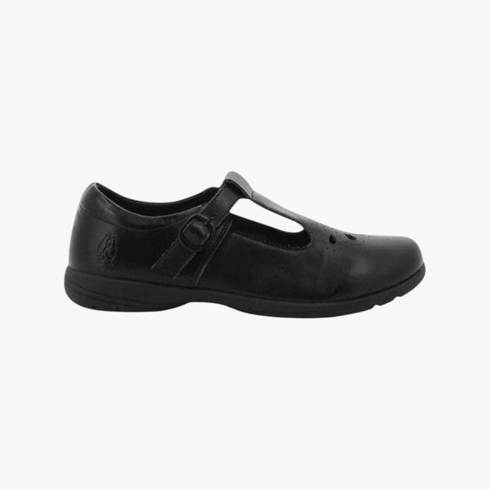 Hush Puppies Girls Youth School Crown T Strap Black Action Leather Shoe | Hush Puppies