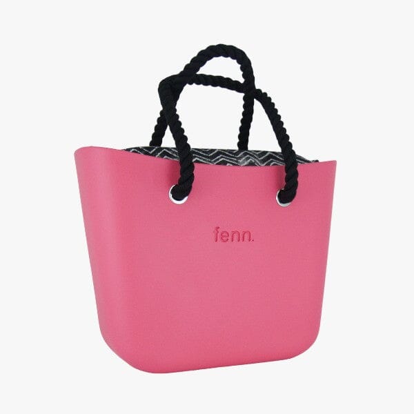 Fenn Original Cerise Handbag P72 Inner Silver Zip Black Rope Handle | Fenn