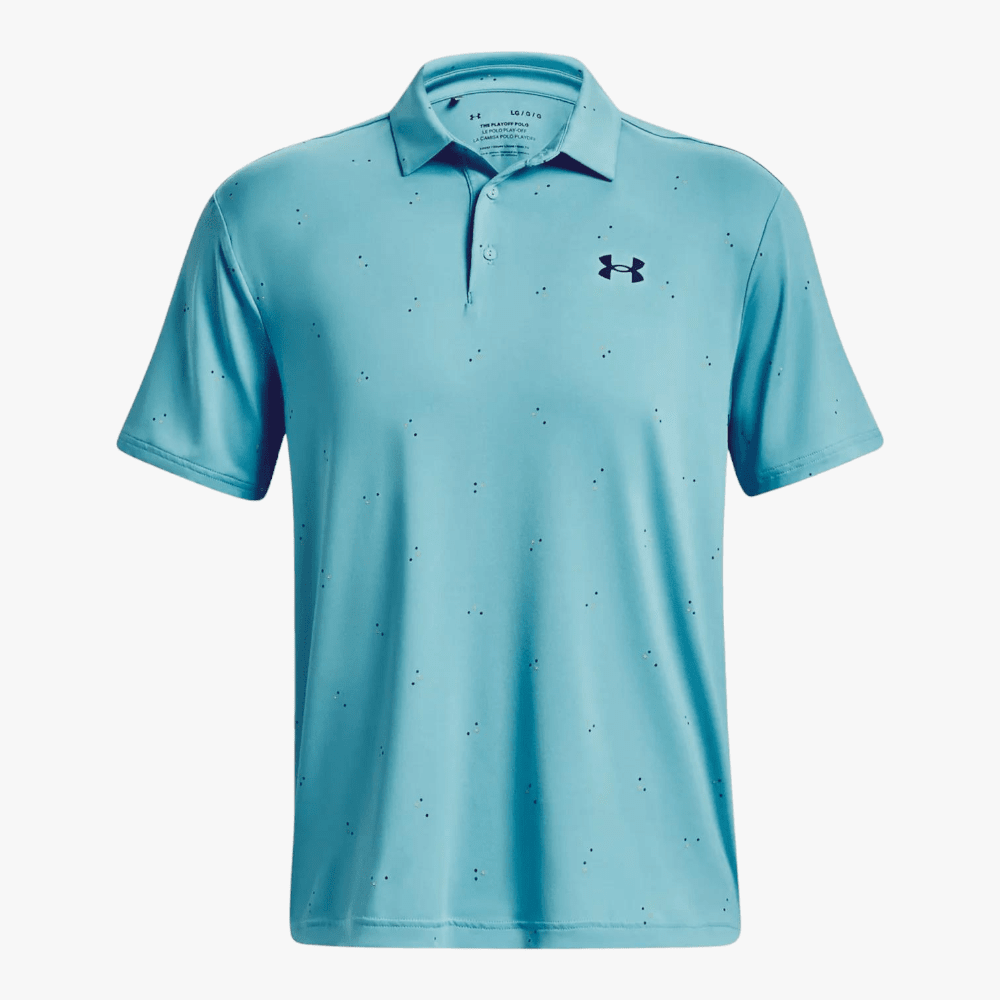 Under Armour Mens Playoff 3.0 Printed Short Sleeve Golfer 433 Blue | Under Armour