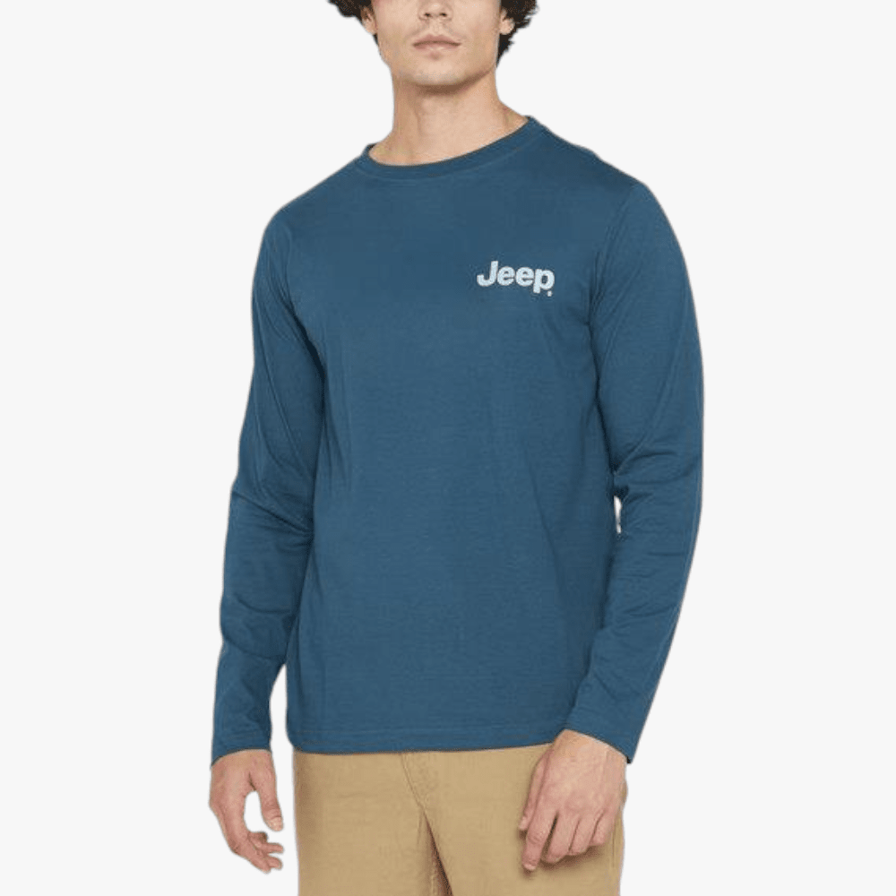 Jeep Mens High Density Logo Icon Long Sleeve Tee Oceanic Jeep