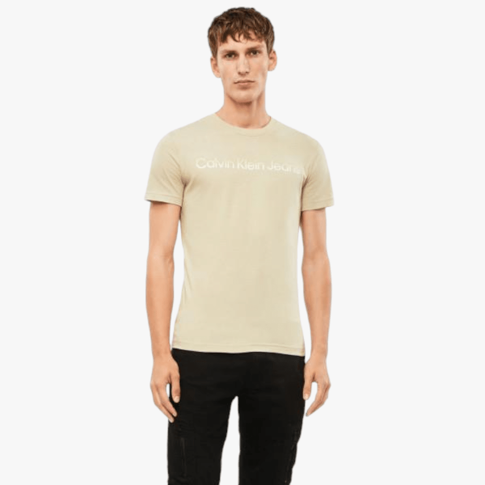 Ck Mens Mixed Institutional Tee Light Green Calvin Klein