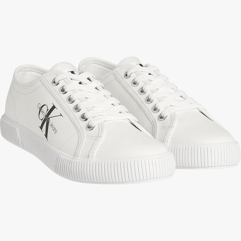 Ck Mens Skater Vulcanized Laceup Rcotton Sneaker White Calvin Klein