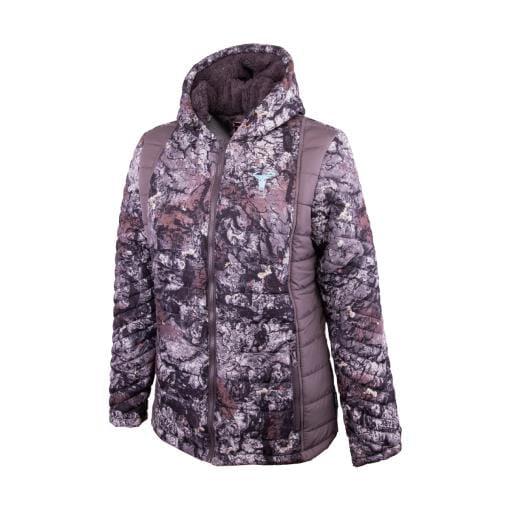 Wildebees Womens Teddy Bonded Puffer Jacket Bark Wildebees