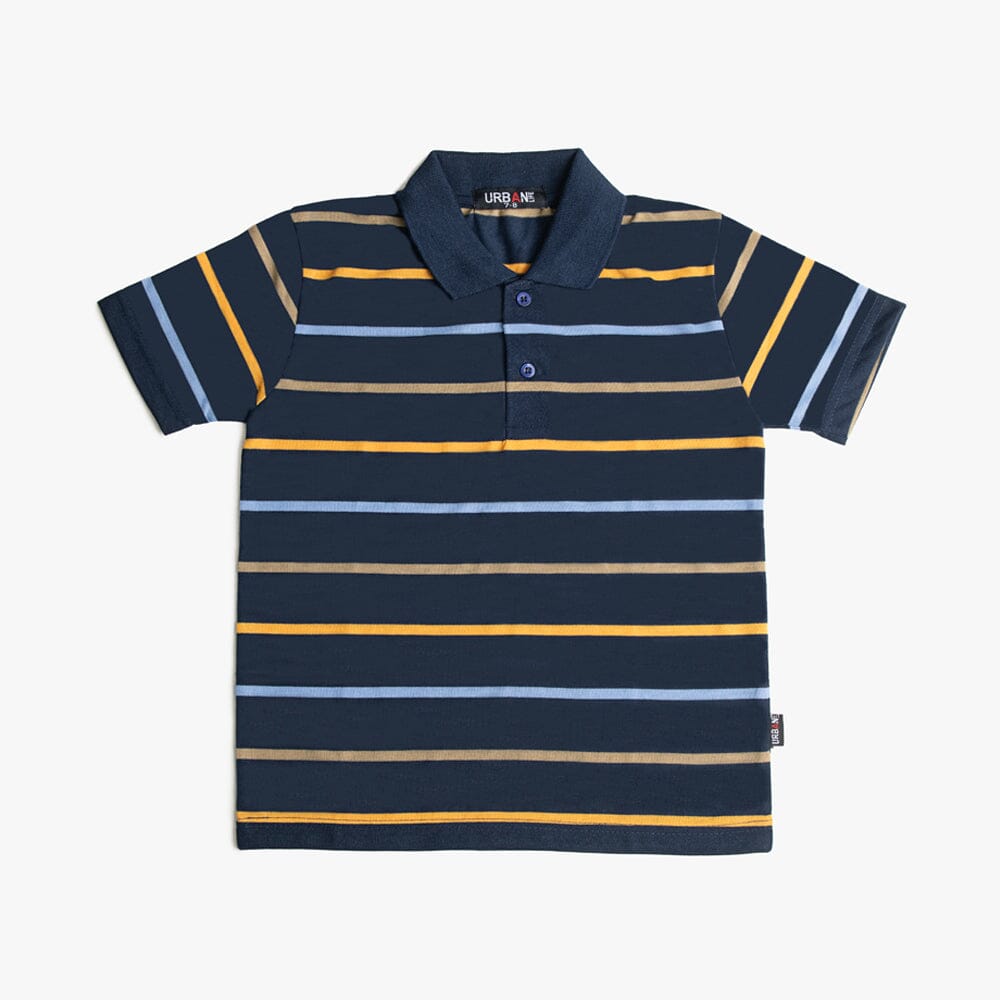 Urban Life Boys Golfer Blue Bronze Thin Stripe Urban