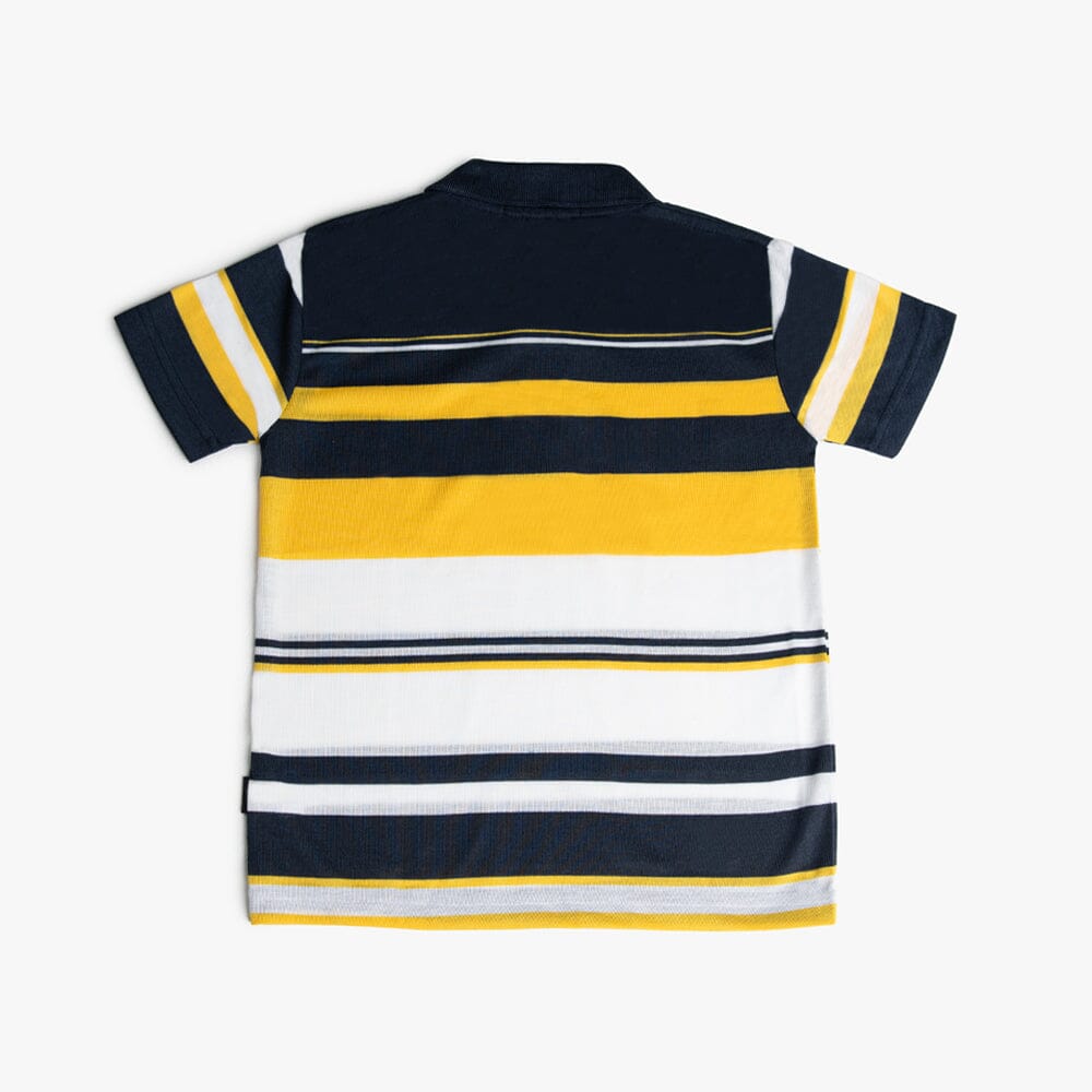 Urban Life Boys Golfer Navy Yellow Stripe Urban