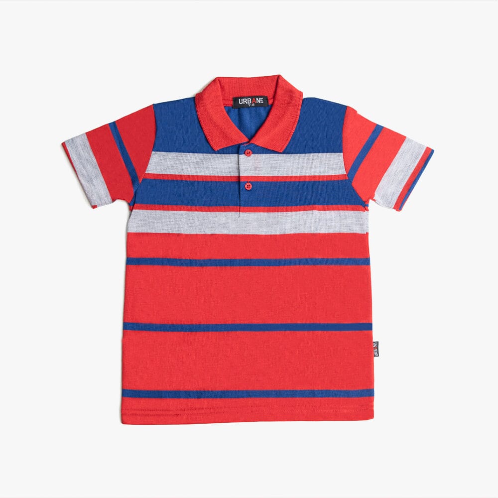 Urban Life Boys Golfer Red Blue Stripe Urban