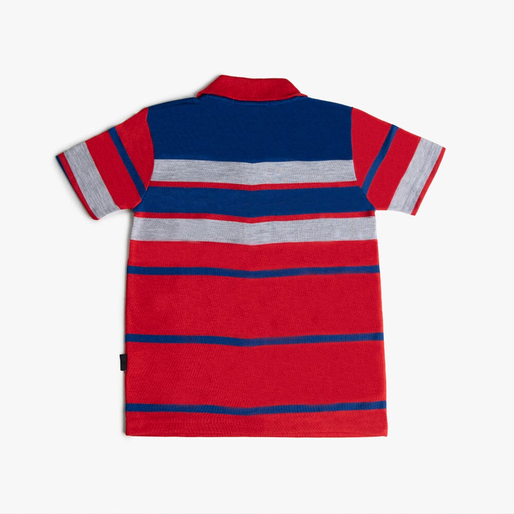 Urban Life Boys Golfer Red Blue Stripe Urban