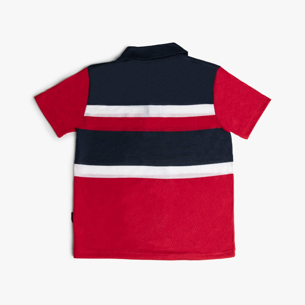 Urban Life Boys Golfer Navy Red Stripe Urban