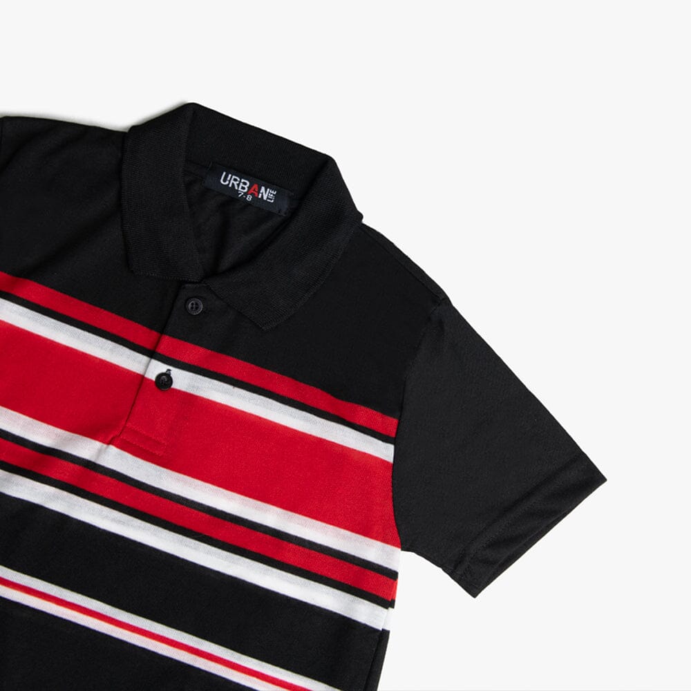 Urban Life Boys Golfer Black Red Stripe Urban
