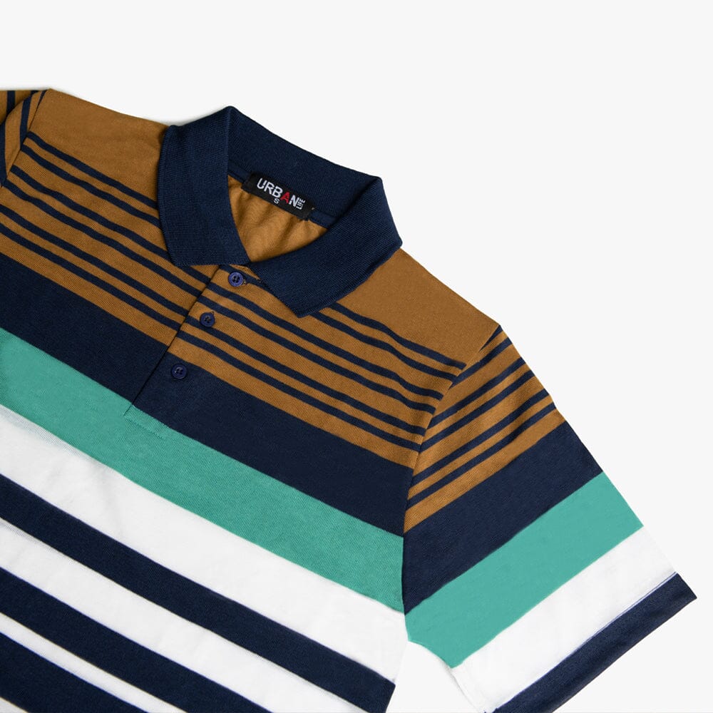 Urban Life Mens Golfer Blue Bronze Stripe Urban