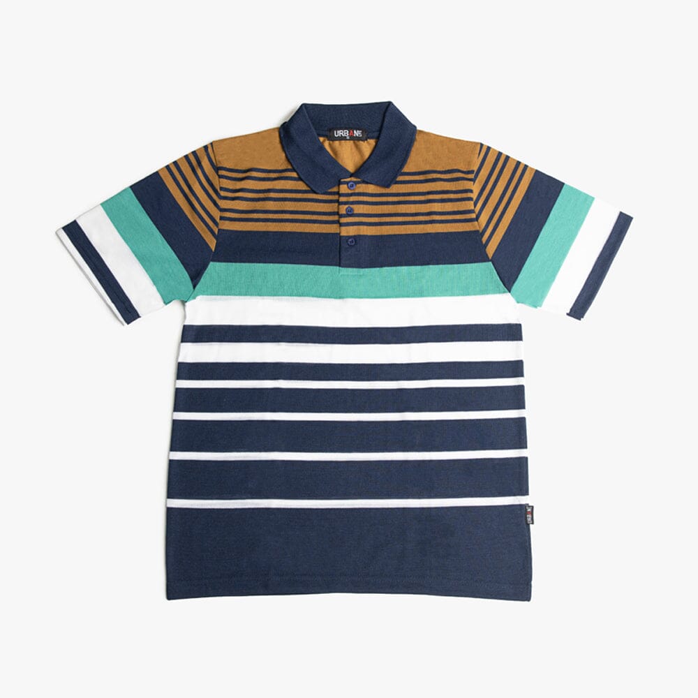 Urban Life Mens Golfer Blue Bronze Stripe Urban