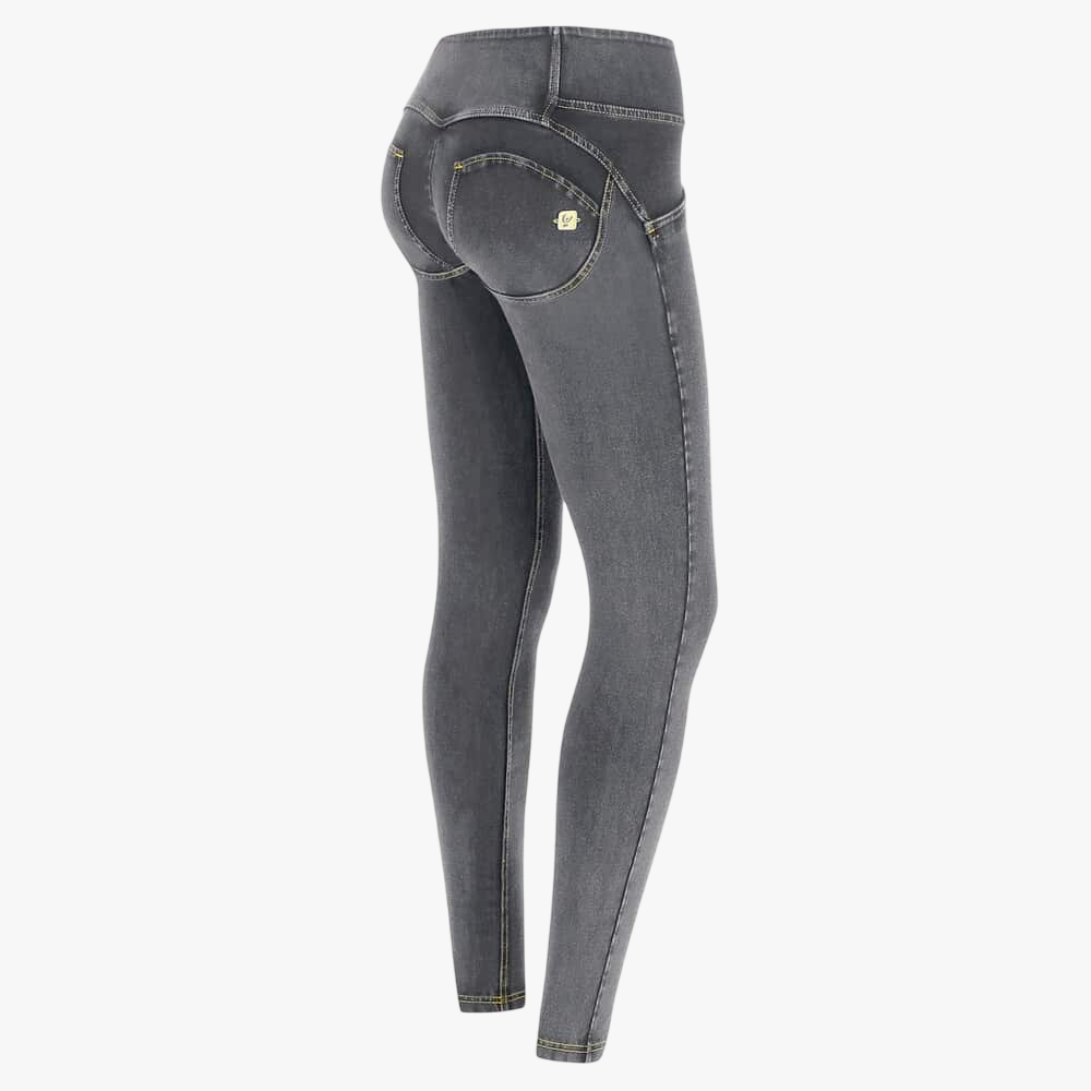 Freddy Ladies Mid Waist Skinny Fit Grey Stretch Denim Yellow Stitch