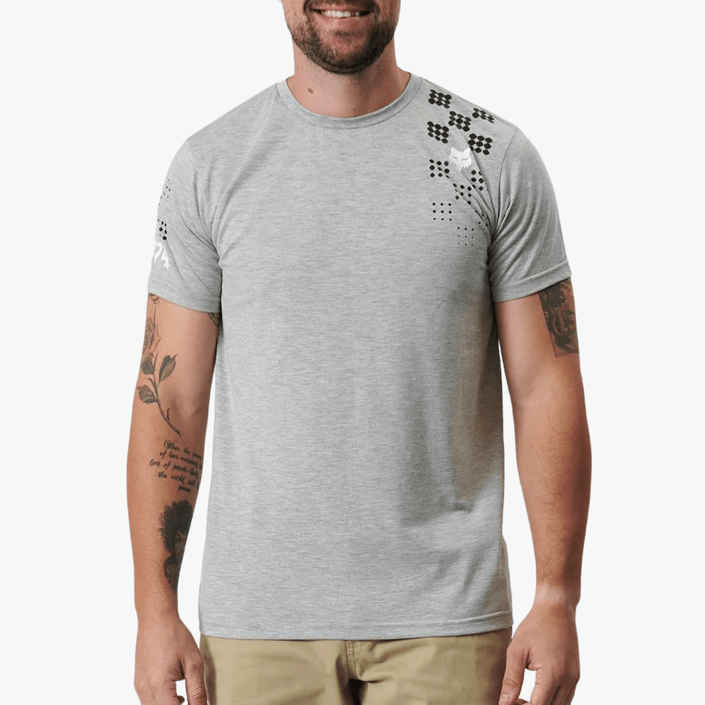 Fox Mens Check It Short Sleeve Tee Heather Dirt Grey | Fox
