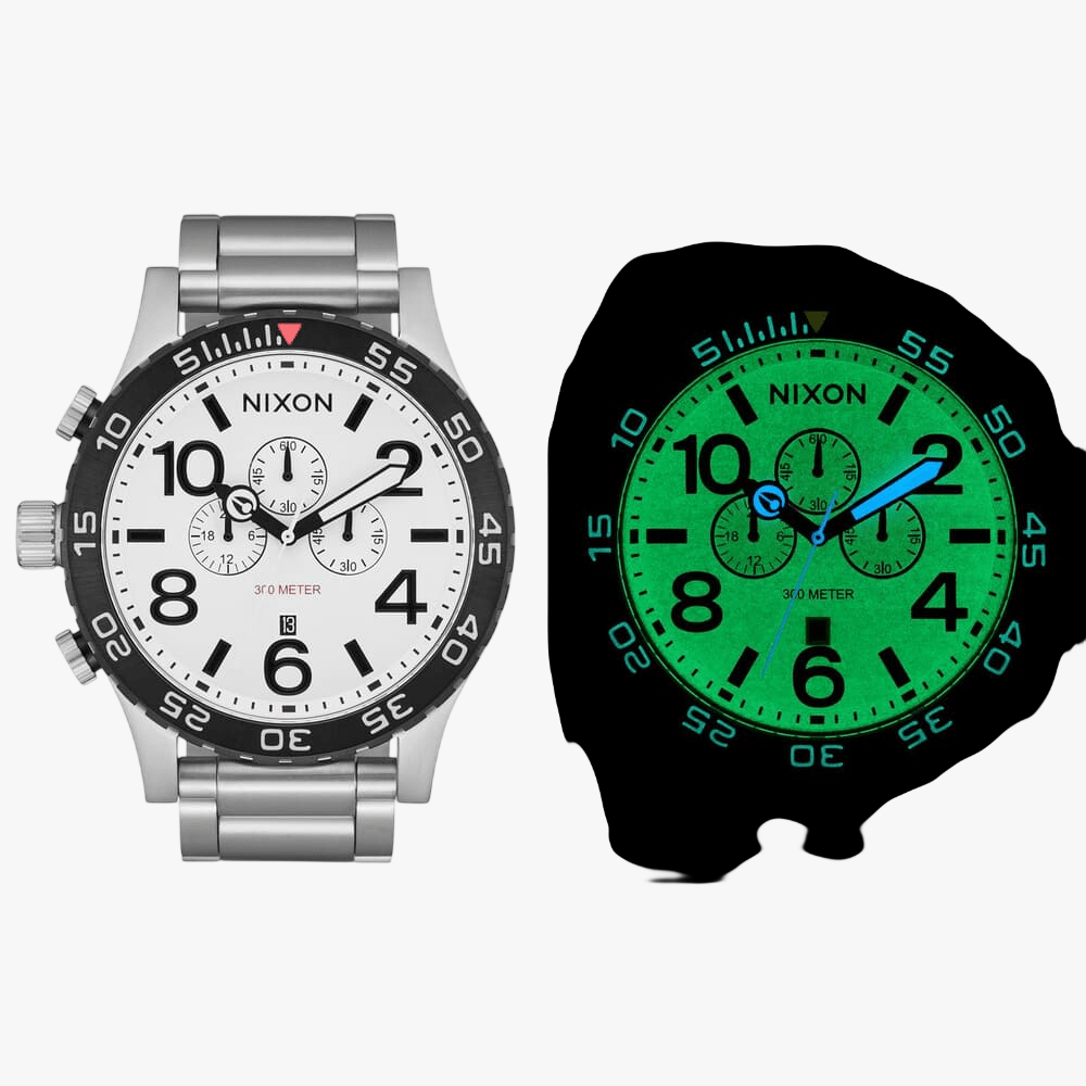 Nixon 51-30 Chrono Silver / White Lume | Nixon