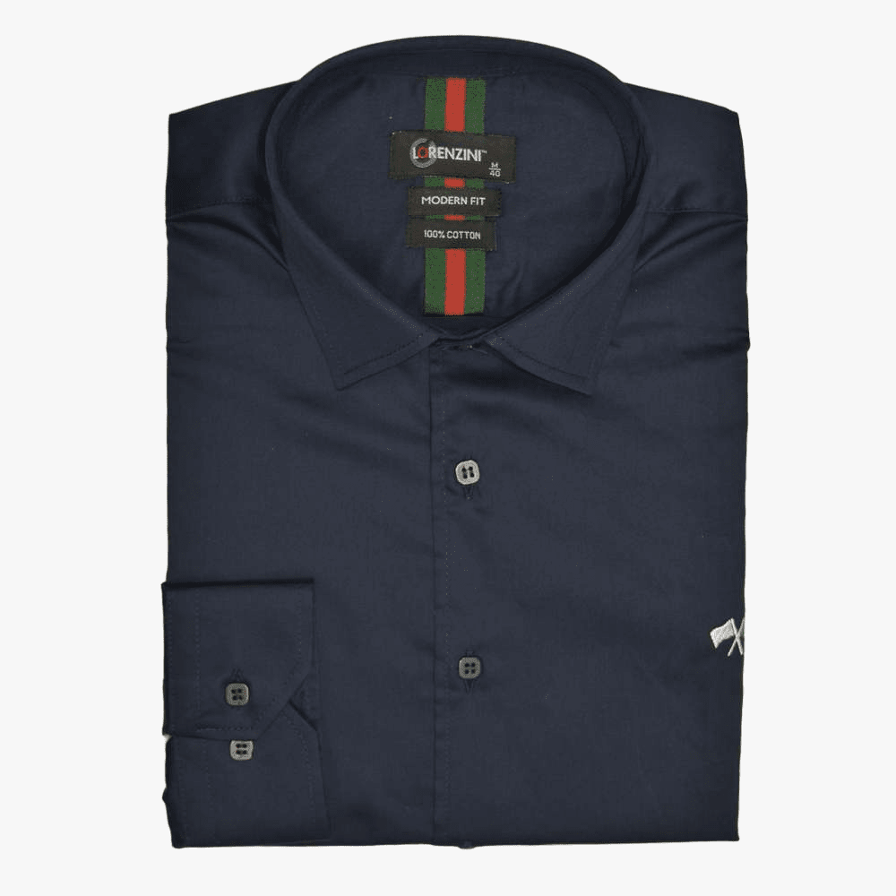 Lorenzini Modern Classic Slim Fit Long Sleeve Shirt Navy | Lorenzini