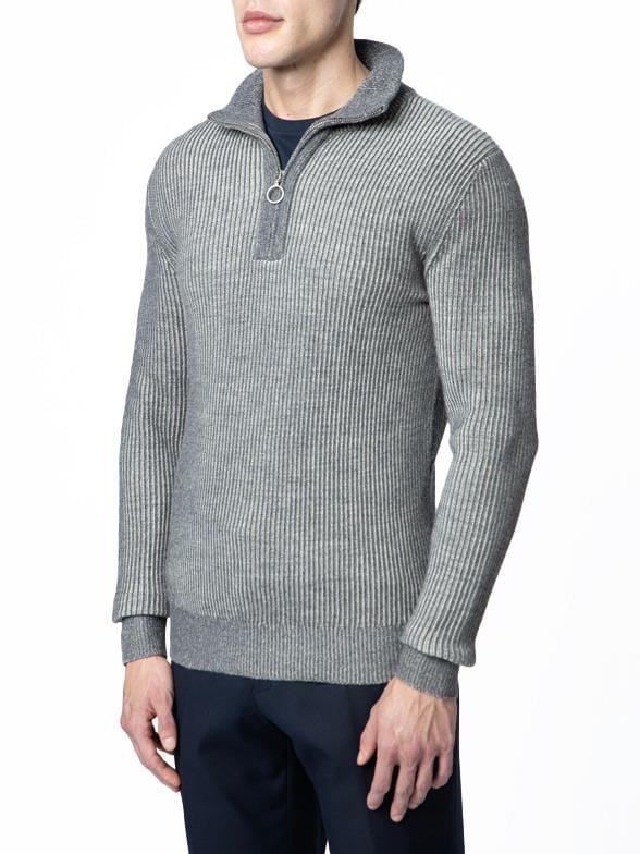 Polo Mens Long Sleeve 1/4 Zip Textured Sweater Grey | Polo