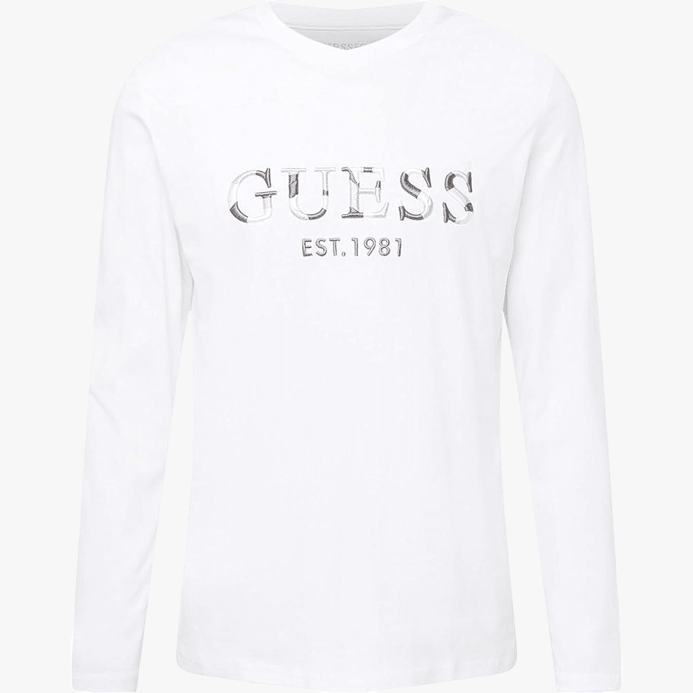 Guess Mens Sorin Long Sleeve Tee White Guess