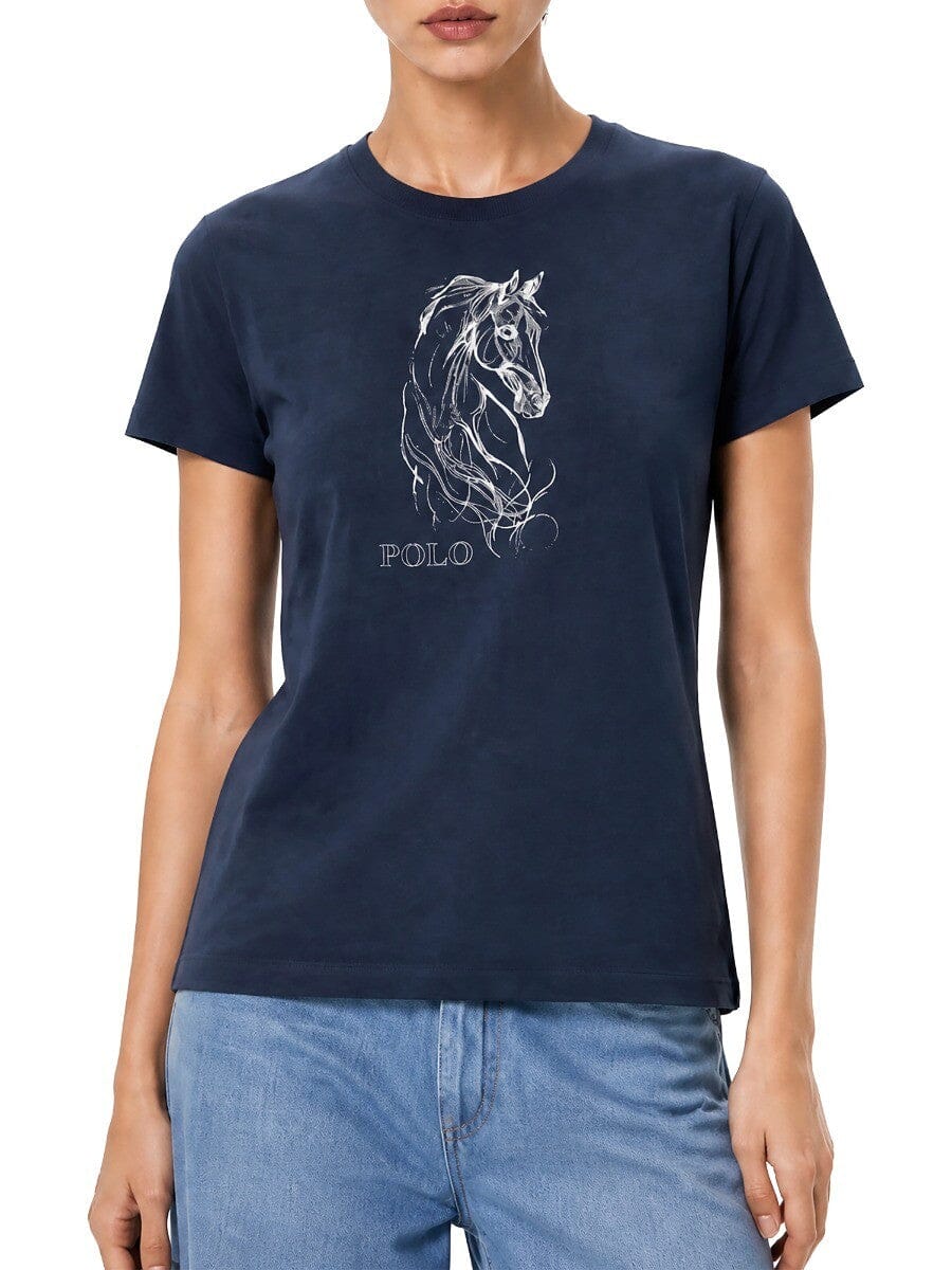 Polo Womens Polly Printed Tee Navy | Polo