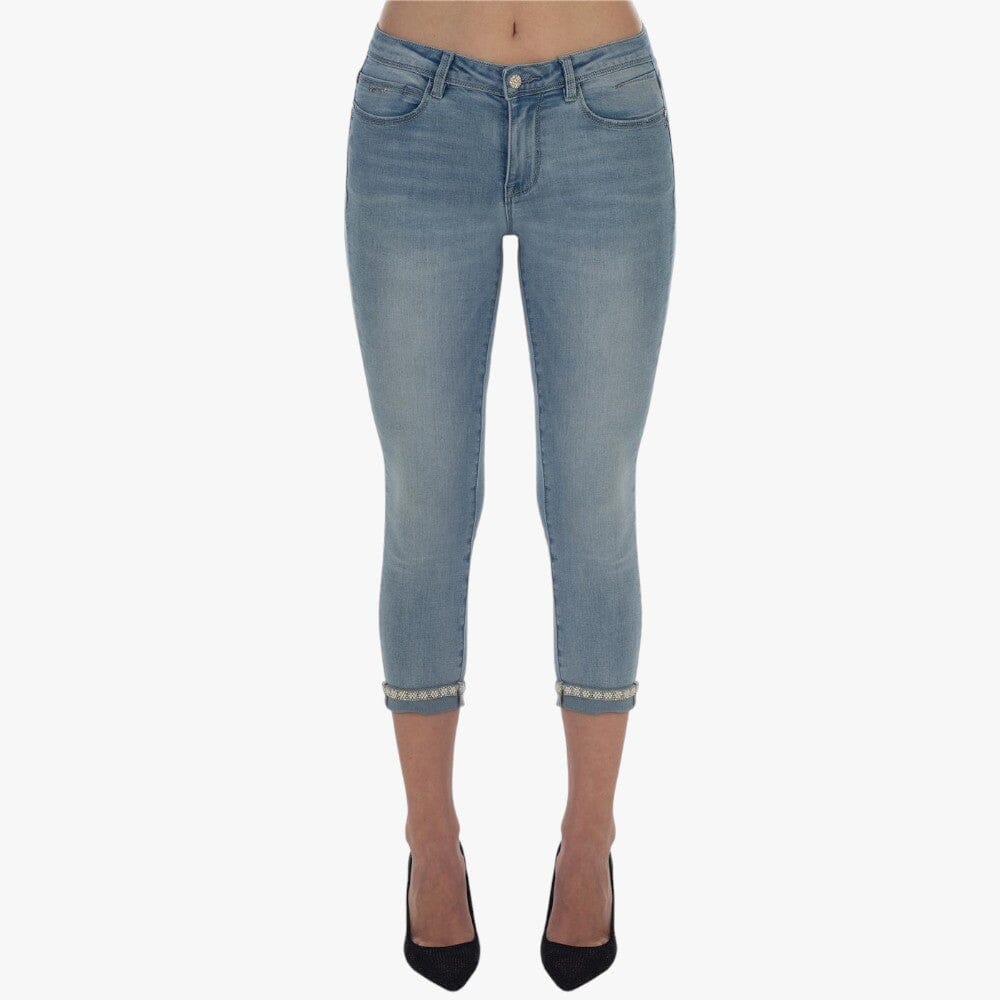 Sissy Boy Womens City Slick: Jon Jon Capri With Bling At Hem Light Vintage | Sissy Boy