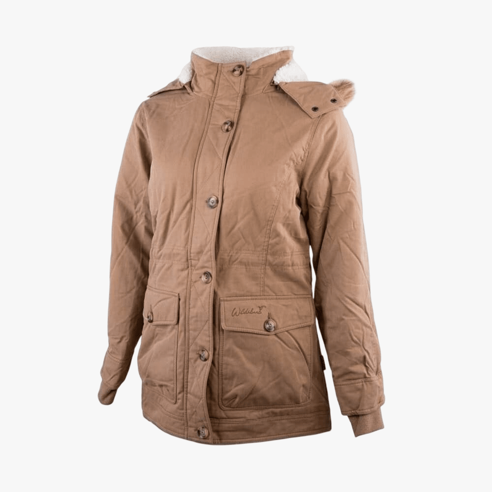 Wildebees Womens Fashion Teddy Lined Parka Jacket Warm Sand | Wildebees