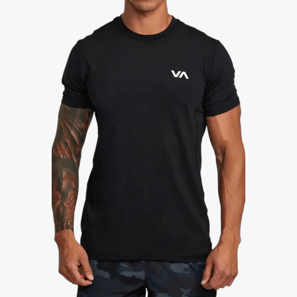 Rvca Mens Va Essentials Short Sleeve Tee Black Mock Rvca