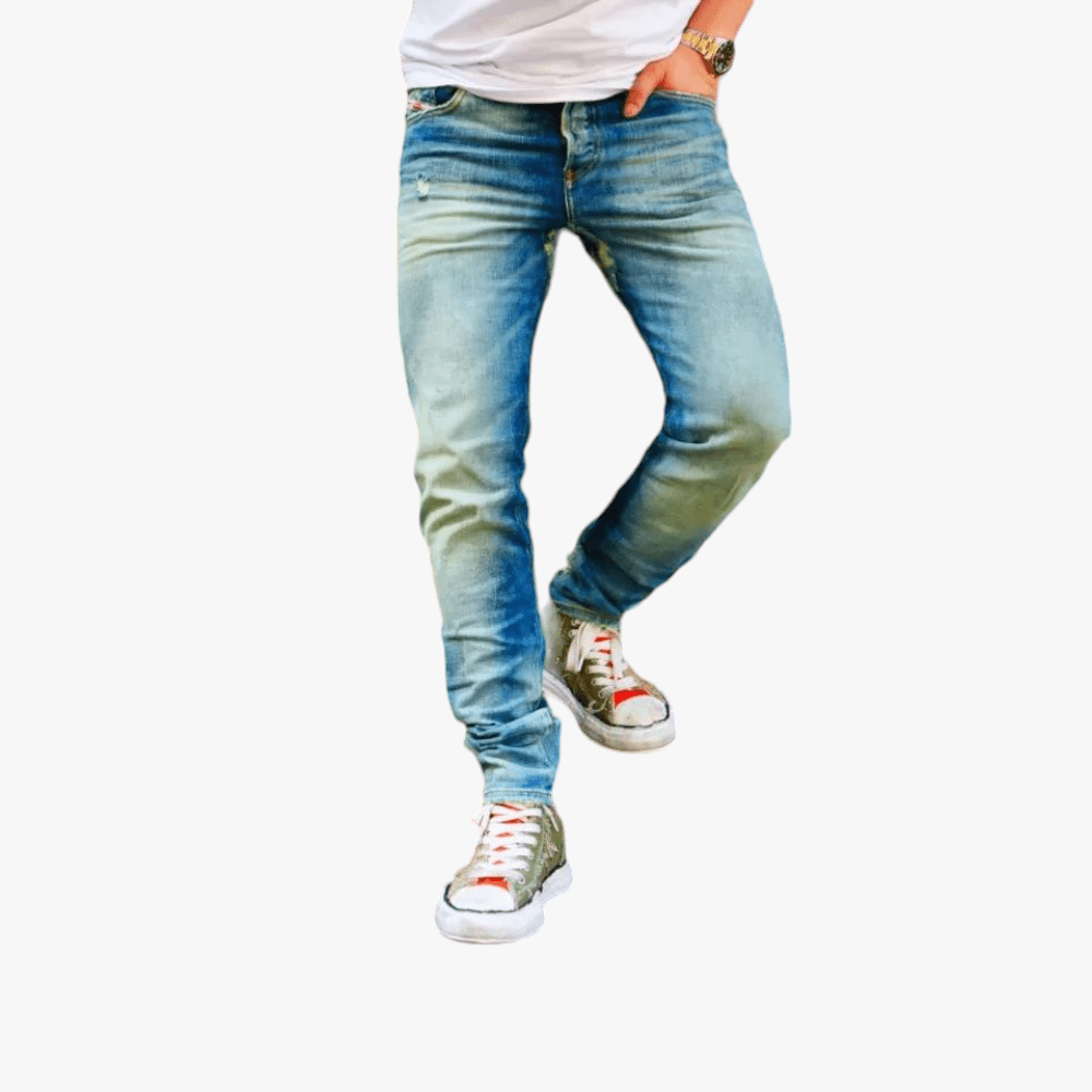 Diesel Mens D Kras Slim Leg Jeans Lt Green Blue Wash Diesel