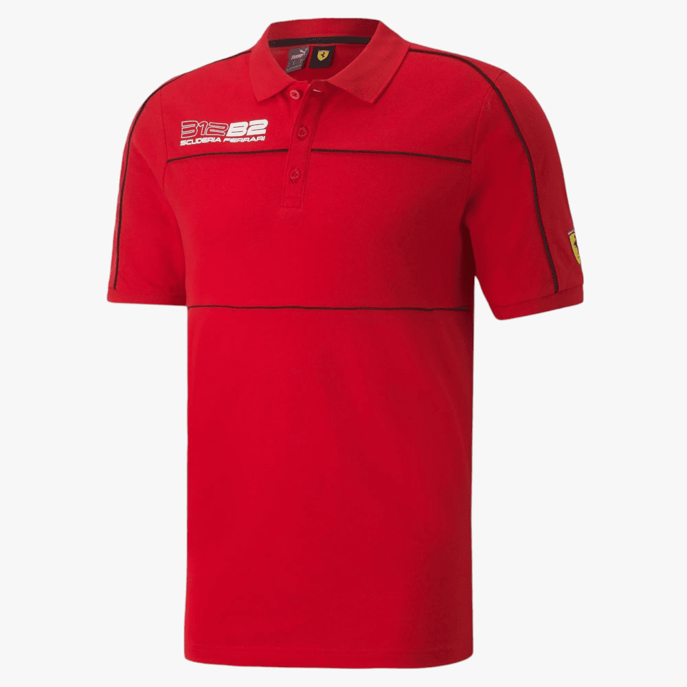 Puma Mens Ferrari Race Short Sleeve Polo Golfer Rosso Red | Puma