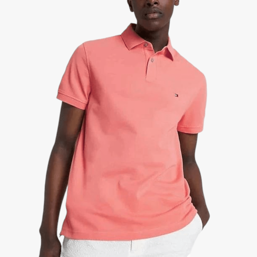 Tommy Hilfiger Mens 1985 Regular Short Sleeve Polo Golfer Peach Tommy Hilfiger