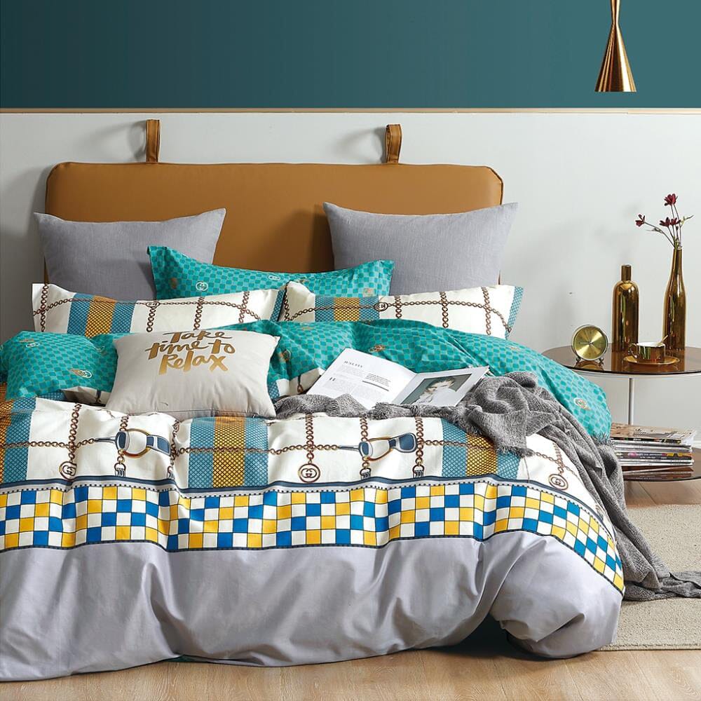Cotton Co T200 Printed Range Super King Duvet Cover Valentina Cotton Co