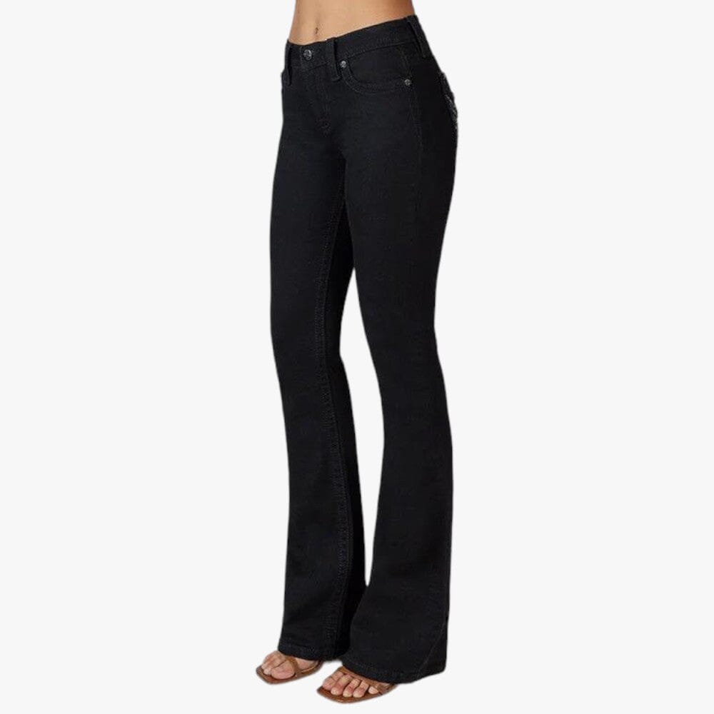Miss Me Womens Dark Angel Mid Rise Bootleg Jeans Black Miss Me