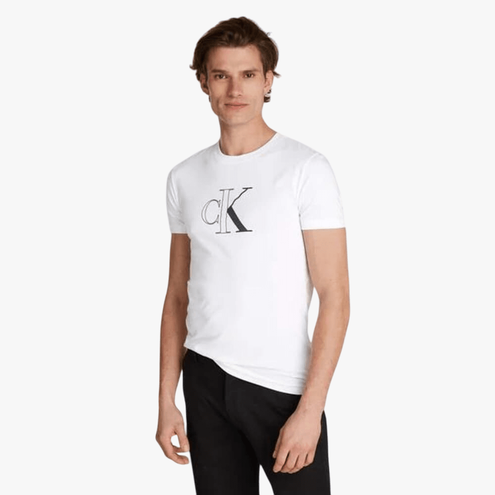 Calvin Klein Mens Outline Monologo Tee White | Calvin Klein