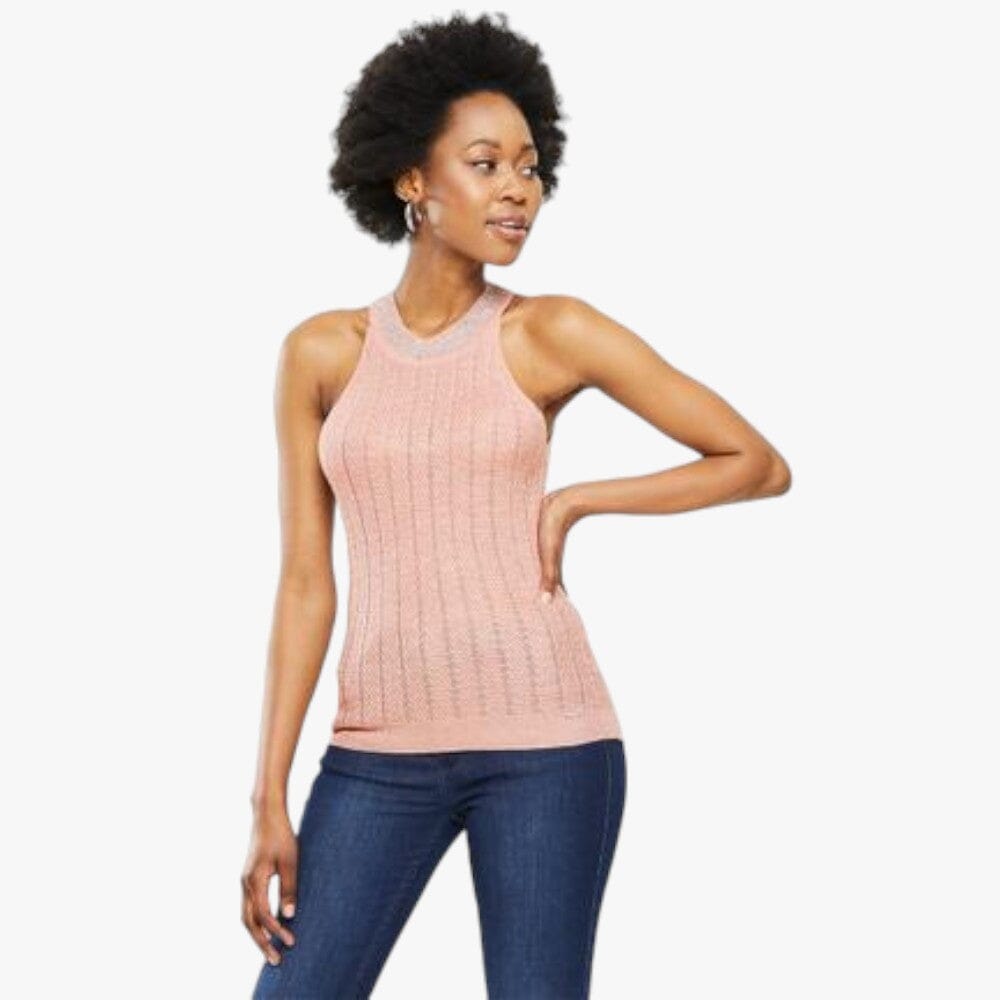 Sissy Boy Womens Bling Vest With Halter Neck Dusty Pink | Sissy Boy