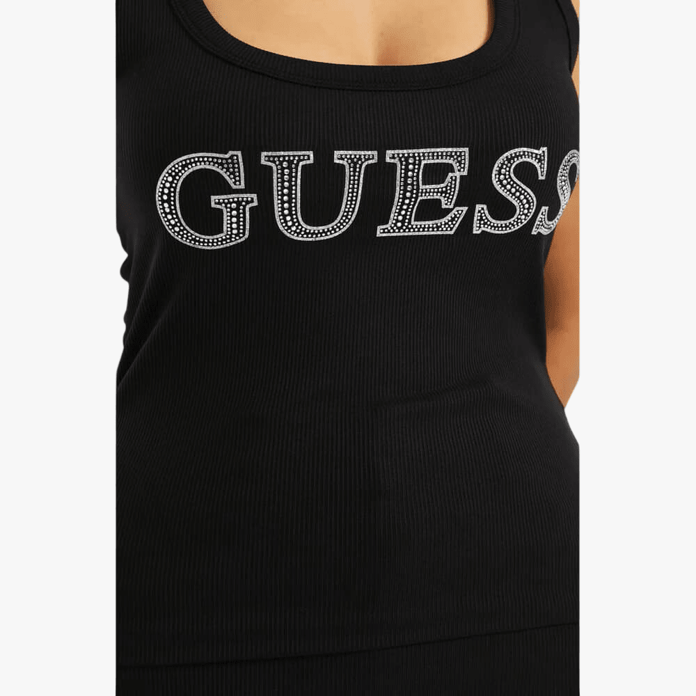 Guess Womens Embellished Tank Top Black | Guess