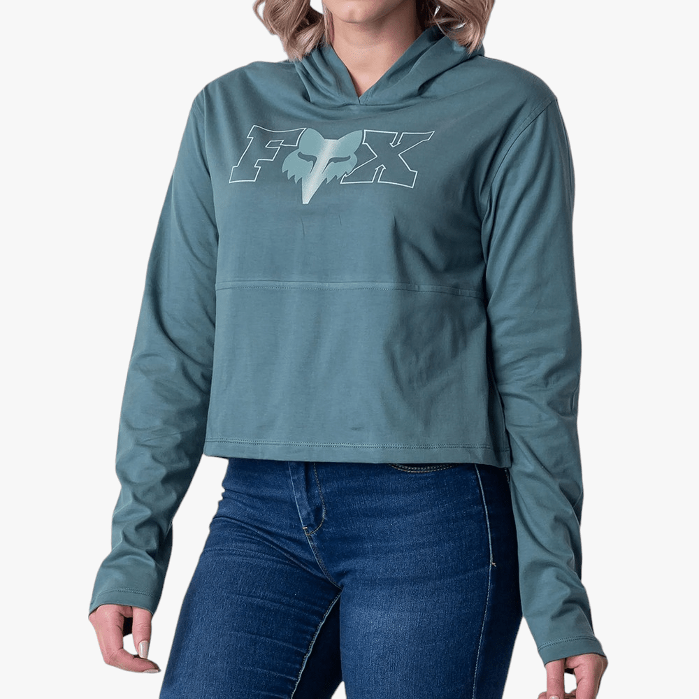 Fox Womens Lines Crop Long Sleeve Tee Gunmetal | Fox